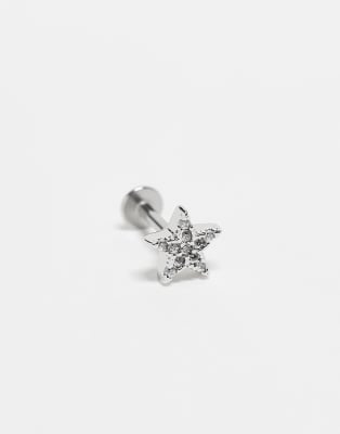 Kingsley Ryan Gemset Star Labret Piercing Earring In Silver