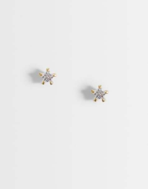 Kingsley Ryan gemset star stud earrings in gold plated silver - view 1