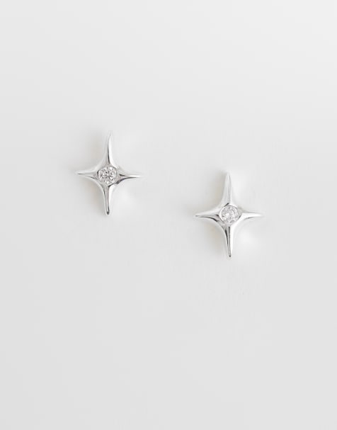 Kingsley Ryan gemset starburst studs in sterling silver - view 1