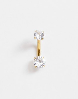 KINGSLEY RYAN GOLD CRYSTAL BELLY BAR-SILVER BP4784 G