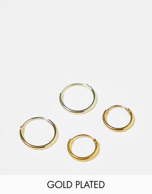 Kingsley Ryan Kingsley Ryan Gold Plated 10 and 12mm hoop earrings pack