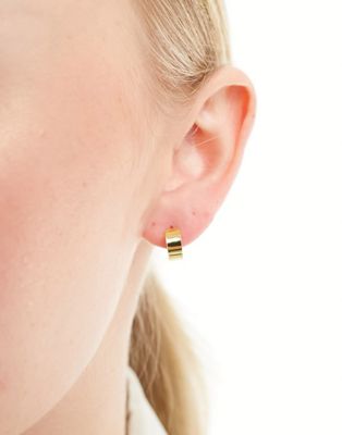 Kingsley Ryan gold plated 10mm thick hoop earrings in gold - ASOS Price Checker