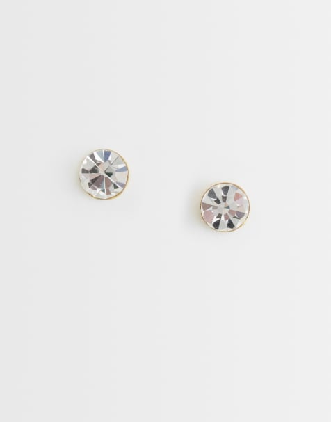 Kingsley Ryan gold plated 4mm clear gem round stud - view 1