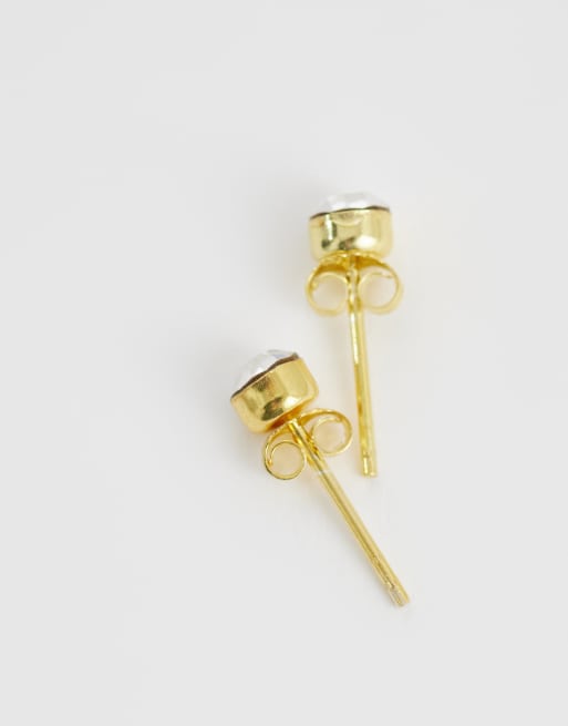 Kingsley Ryan gold plated 4mm clear gem round stud, 3 of 3