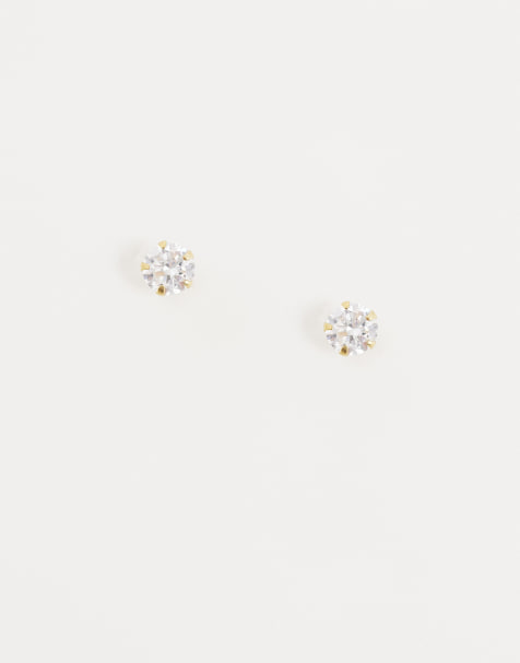 Kingsley Ryan gold plated 5mm gemset round stud earrings - view 1