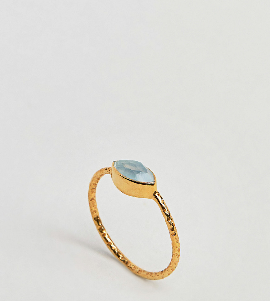 Kingsley Ryan Gold Plated Aquamarine Stone Ring