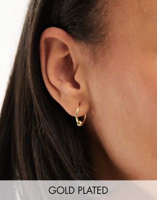 Kingsley Ryan gold plated ball hoop earrings in gold - ASOS Price Checker