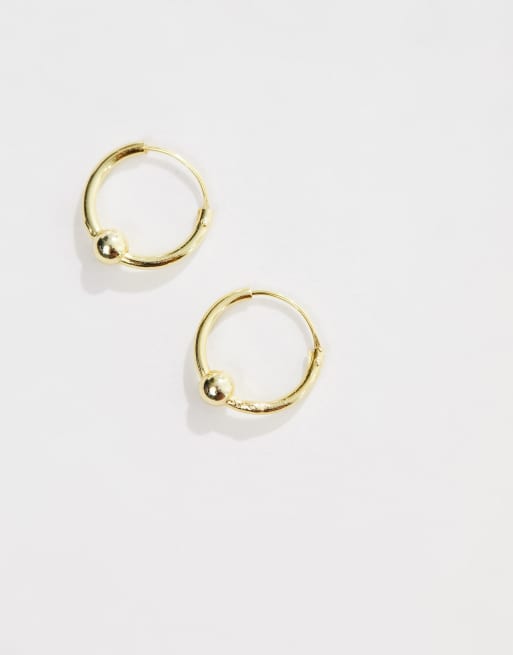 Kingsley Ryan gold plated ball hoop earrings in gold, 2 of 4