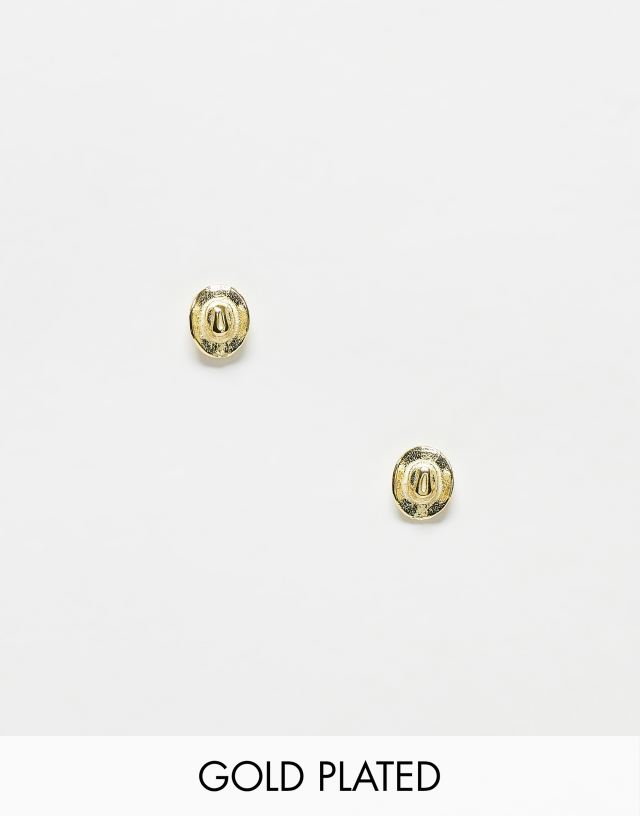 Kingsley Ryan - gold plated cowboy hat stud earrings in gold