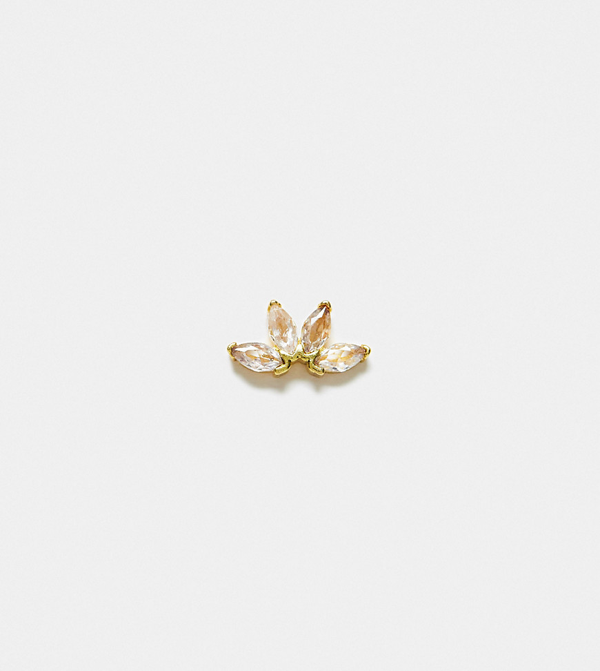 Kingsley Ryan Gold Plated crystal 4 petal labret earring in gold