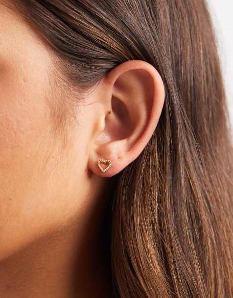 Kingsley Ryan gold plated cut out heart stud earrings - view 1