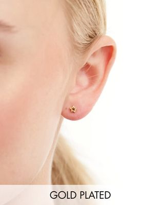 Kingsley Ryan gold plated cut out star stud earrings in gold - ASOS Price Checker