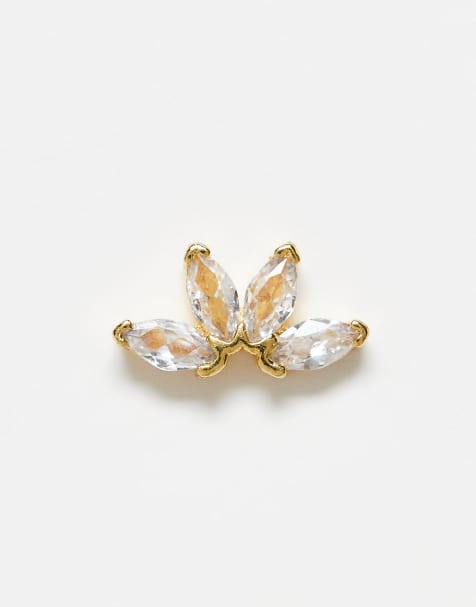 Kingsley Ryan gold plated cz petal labret piercing - view 1