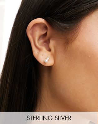 Kingsley Ryan gold plated gem and pearl stud earrings - ASOS Price Checker