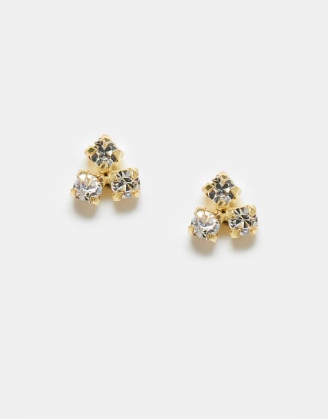 Kingsley Ryan gold plated gem cluster stud earrings - view 1