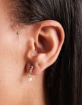 [Kingsley Ryan] Kingsley Ryan gold plated gem set bar and pearl drop earrings No Size Clear/Pearl