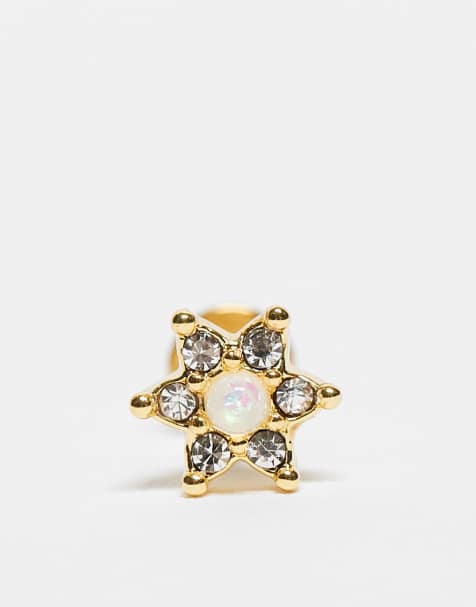 Kingsley Ryan gold plated gem set cluster labret piercing - view 1