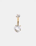 [Kingsley Ryan] Kingsley Ryan gold plated gem set heart belly bar-Silver No Size Clear