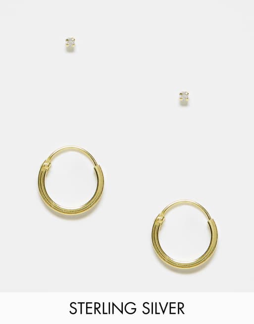Kingsley Ryan gold plated gem stud and hoop earrings multipack