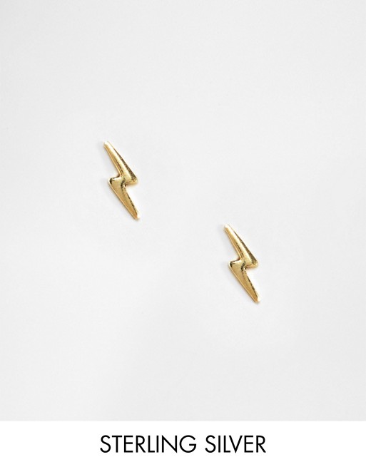 Kingsley Ryan gold plated lightening bolt stud earrings