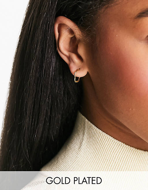 Kingsley Ryan gold plated melt design hoop earrings | ASOS