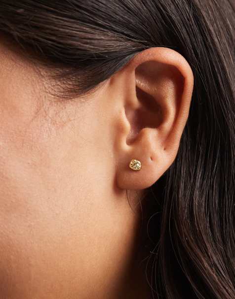 Kingsley Ryan gold plated molten stud earrings - view 1