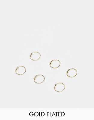 Kingsley Ryan Kingsley Ryan Gold Plated pack of 3 mini hoop earrings