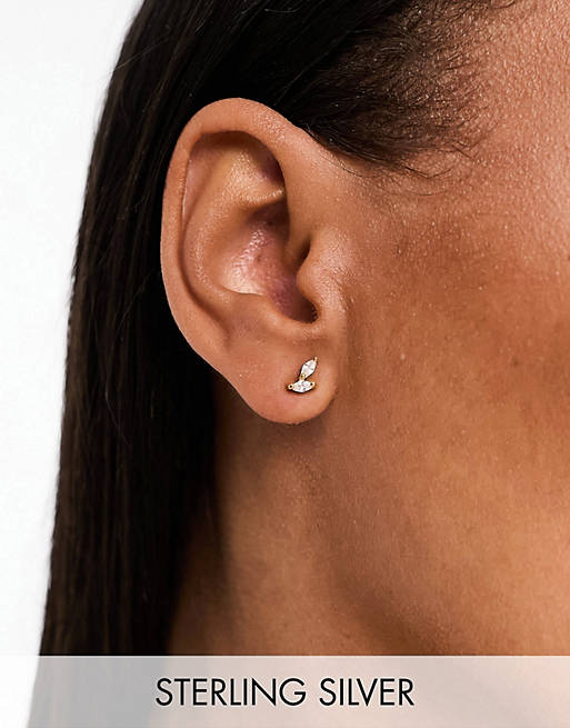 Kingsley Ryan gold plated petal stud earrings | ASOS
