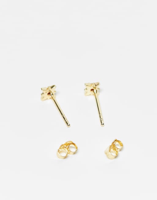 Kingsley Ryan gold plated red gem starburst stud earrings, 2 of 3