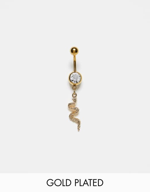 Kingsley Ryan gold plated snake belly bar in gold ASOS