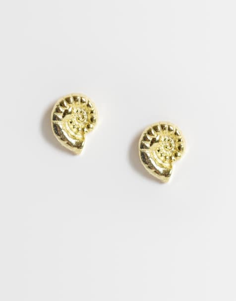 Kingsley Ryan gold plated spiral shell stud  - view 1