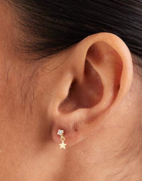 Kingsley Ryan gold plated star drop earrings - view 1