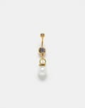 [Kingsley Ryan] Kingsley Ryan gold plated steel belly bar with crystal and pearl detail-Silver No Size Clear