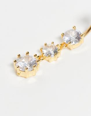 Kingsley Ryan Gold Plated Steel Triple Gemset Belly Bar-silver