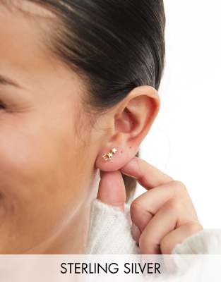 Kingsley Ryan gold plated treble star studs in gold - ASOS Price Checker