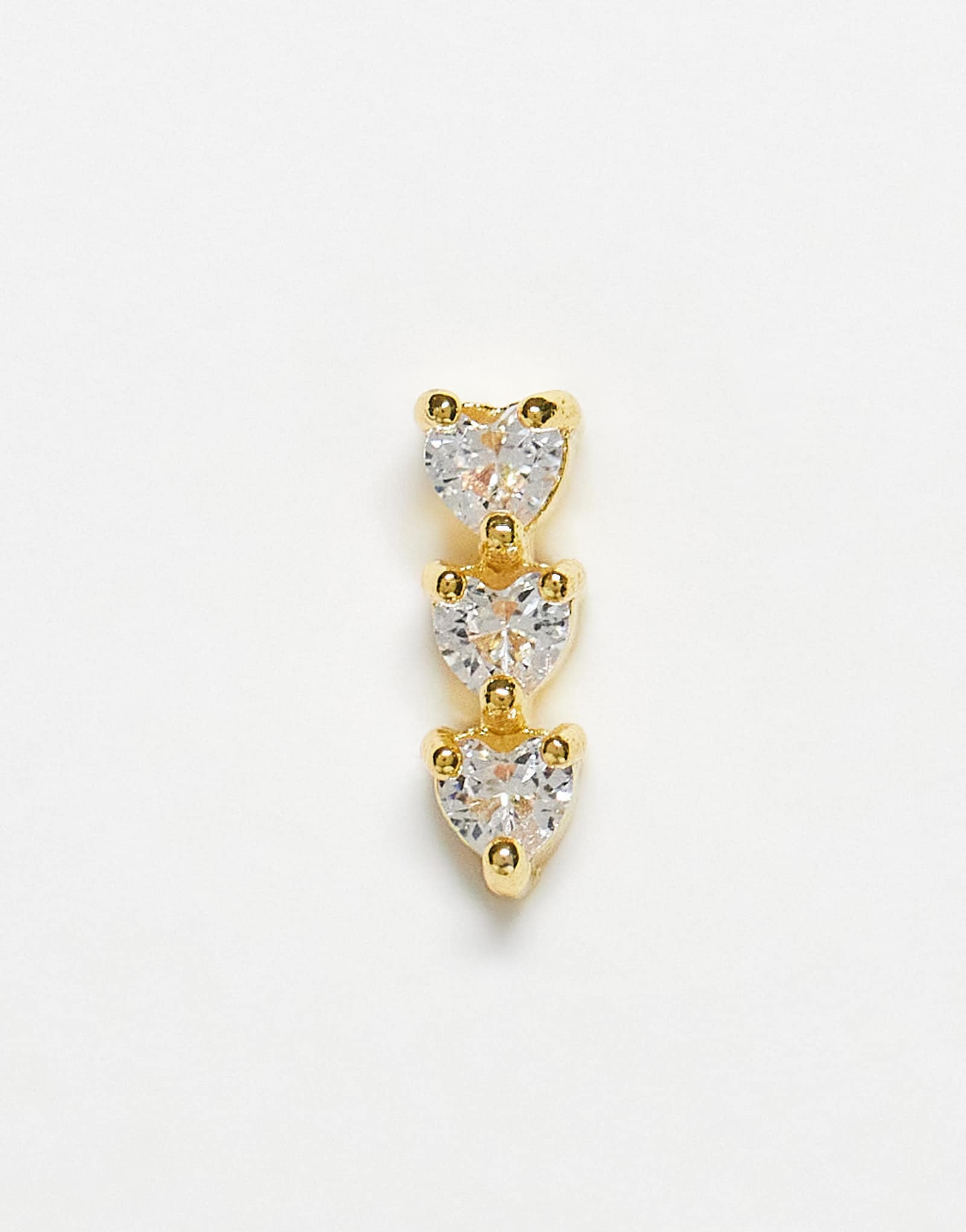 Кингсли Райан, позолоченный пирсинг с тройным драгоценным камнем в виде сердца на губной губке