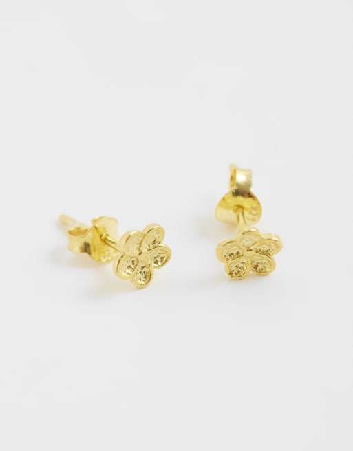 Kingsley Ryan große Gänseblümchen-Ohrstecker aus versilbertem Gold, 3 von 4