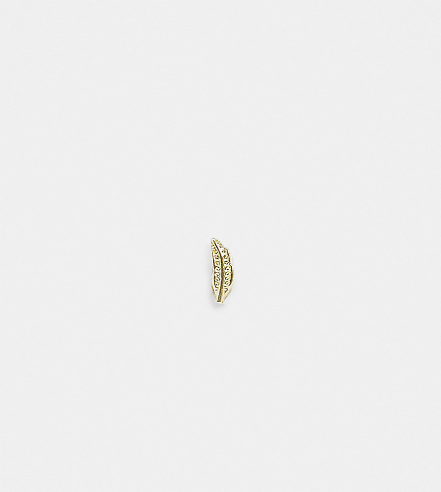 Kingsley Ryan - Guldbelagt 6mm labret enkel ørering i sterlingsølv med blad-ørestik