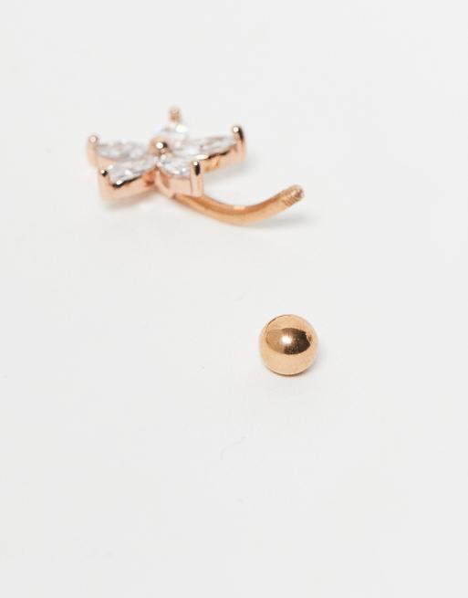 Kingsley Ryan - Guldbelagt navlepiercingsmykke i stål med blomsterdesign med krystalsten, 3 af 3