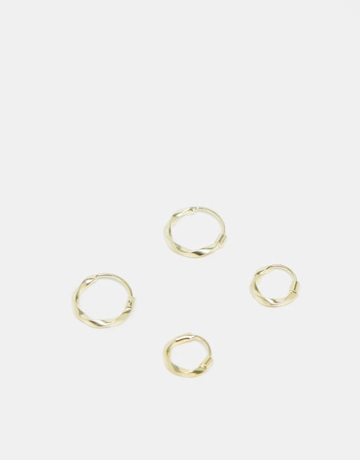 Kingsley Ryan – Guldpläterade creoler med smält design, 2-pack
