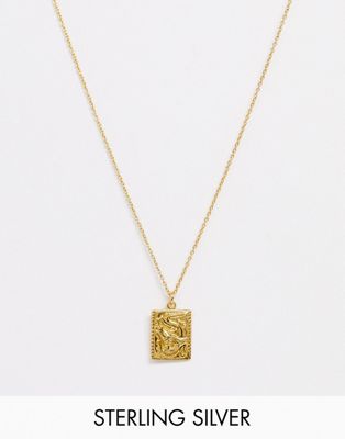 Kingsley Ryan – Guldpläterat halsband i äkta silver med 24''-draksmycke