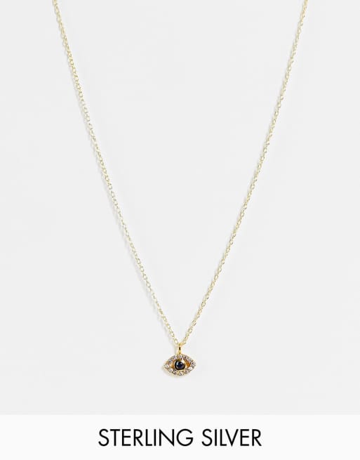 Kingsley Ryan – Guldpläterat halsband med kristall och onda ögat-design