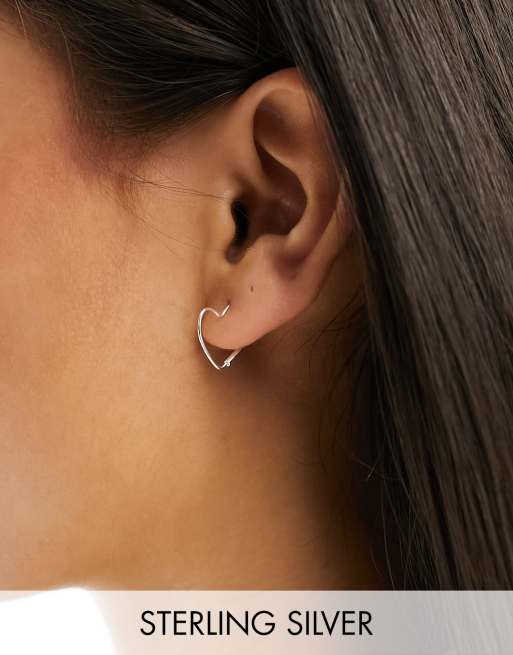 Kingsley Ryan - Hjerteformede 14 mm hoop-øreringe i sterlingsølv