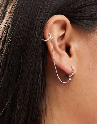 Kingsley Ryan Kingsley Ryan hoop and chain ear cuff in sterling silver