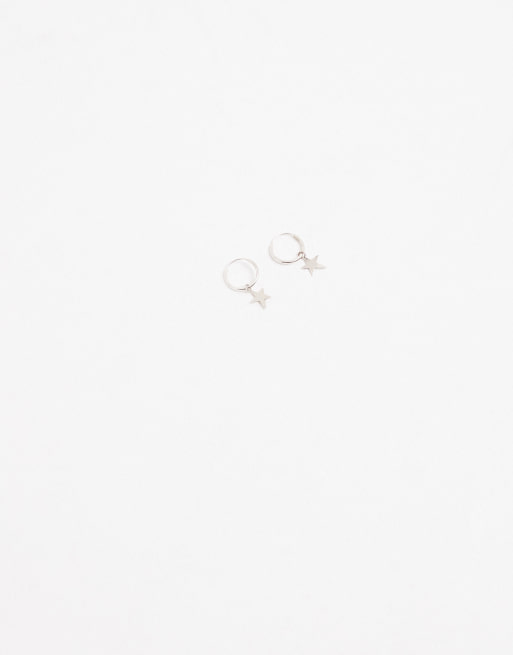 Kingsley Ryan hoop earrings with star charm in sterling silver