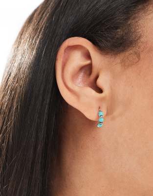 hoop earrings with turquoise beads in sterling silver