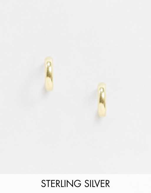 Kingsley Ryan 10mm huggie hoop earrings in sterling silver gold plate
