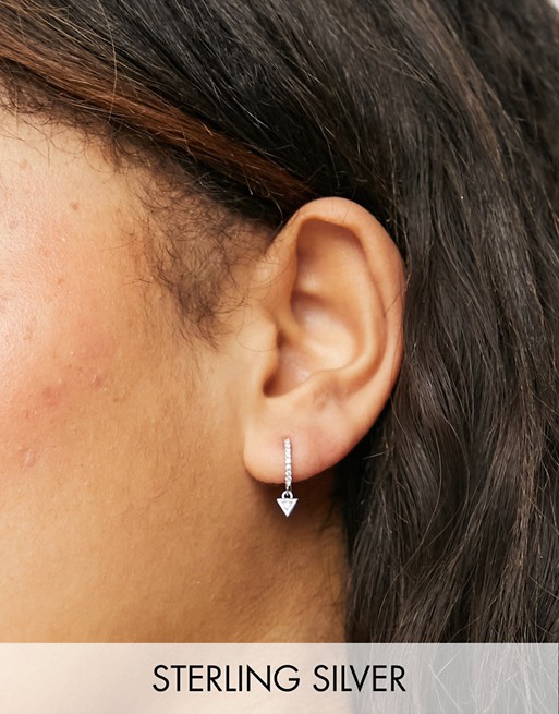 Kingsley Ryan 10mm huggie hoop earrings with triangle drop in sterling silver