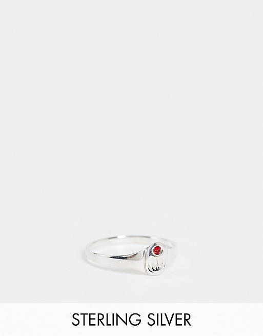Kingsley Ryan July birthstone ring in sterling silver with ruby crystal