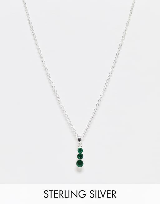 Kingsley Ryan - Ketting van sterling zilver met smaragdgroen hangertje 